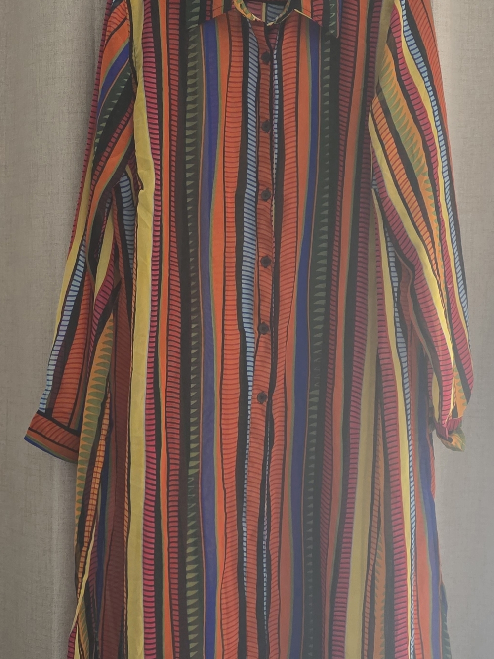 Truth Striped Multicolor Button-Front Women’s Long Buttoned Tunic